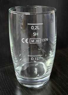 Sklenice 25cl s cejchem 0,1 + 0,2 l